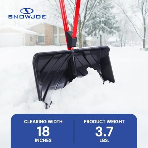 Snow Joe Snow Shovel with 18-Inch Blade and Assist Handle, SJ-SHLV01-RED