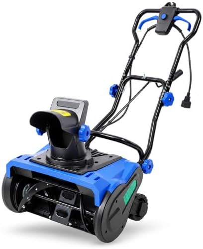 Corded Electric Snow Thrower, 20 Inch 15 Amp, 30 Ft Throwing, 180° Chute, 3100 RPM Auger, 10 Inch Clearing Depth, 120V/60Hz Power, Driveway, Sidewalk and Patio Snow Removal (Blue)