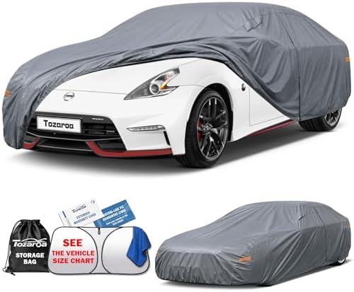 Car Cover Waterproof All-Weather,Outdoor Full Exterior Coupe Covers (166-178 inch) Custom Fit for Nissan 370Z,Porsche 718,Toyota 86 Supra,BMW Z4,Mazda RX 7 8,BRZ,etc,Size C2(See Size Chart)