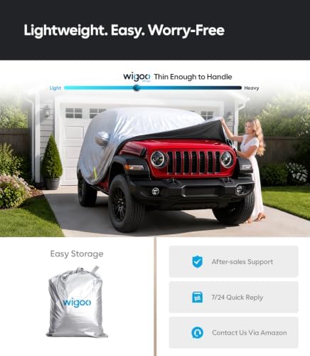 Wigoo Jeep Wrangler 4-Door Car Cover 2006-2026, Waterproof All Weather