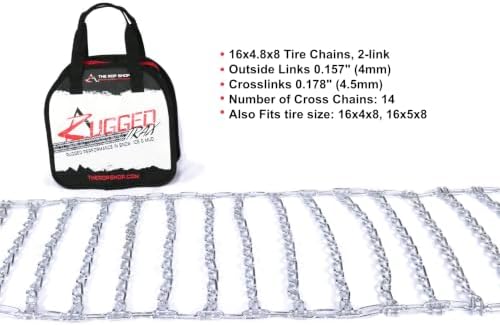The ROP Shop Pair of 2 Link Tire Chains & Tensioners 16x5x8