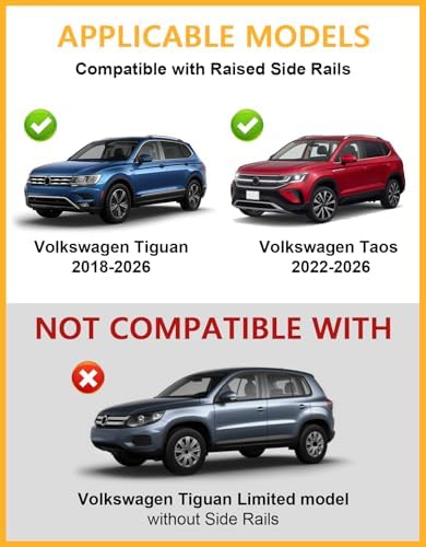 Tuyoung 300lbs Roof Rack Cross Bars for Volkswagen VW Tiguan 2018-2026