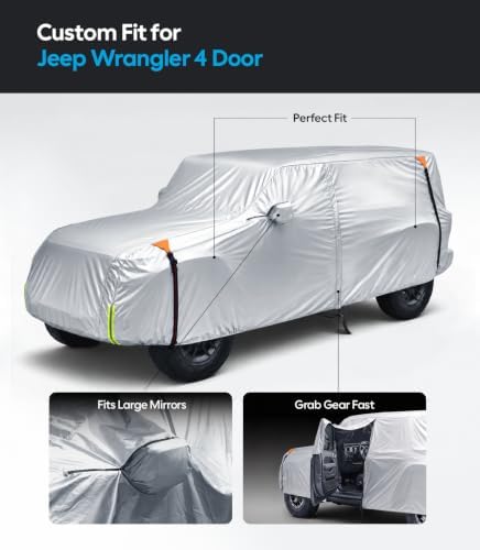 Wigoo Jeep Wrangler 4-Door Car Cover 2006-2026, Waterproof All Weather