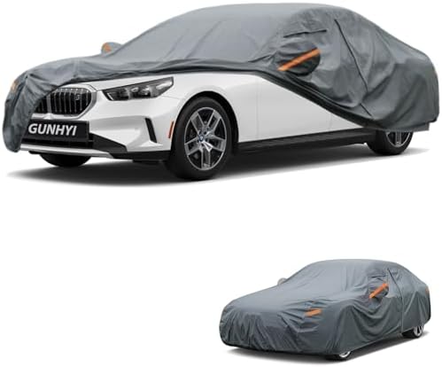 GUNHYI Premium Car Cover Custom Fit BMW i5, 16 Layers Heavy Duty Car Cover Waterproof All Weather with Zipper Door for Sun Rain Snow Dust Uv Protection