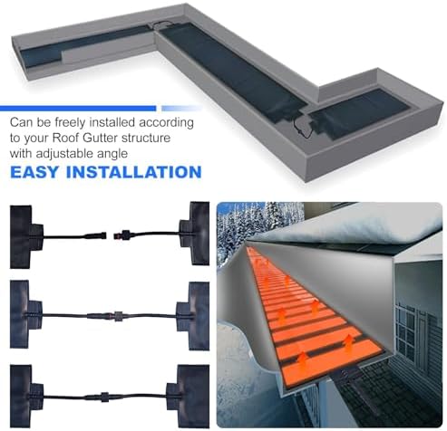 Heated Snow Melting Mats,12cm Roof Heat Tape PVC Flexible Snow Melting Mat,Outdoor De-Ice Melt Mats for Gutters Downspouts,Winter Removal and Ice Melt Products,610cm/20.0ft