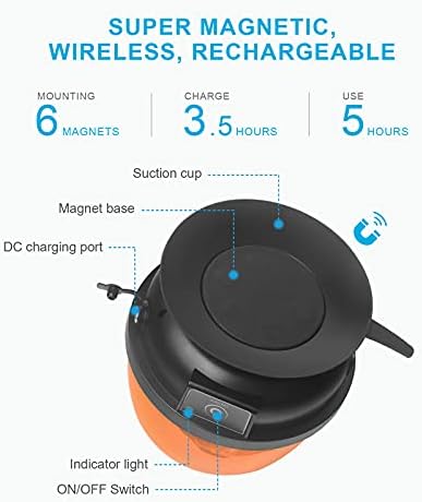 Agrieyes W08 Wierless Amber LED Beacon Lights, Magnetic Base Strobe Lights