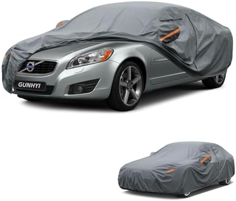GUNHYI Premium Car Cover Custom Fit Volvo S70, 16 Layers Heavy Duty Car Cover Waterproof All Weather with Zipper Door for Sun Rain Snow Dust Uv Protection