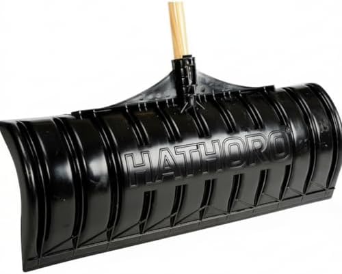 Snow Shovel with 30-Inch Wide Poly Blade, 42-Inch Wood Handle | D-Grip Handle Snow Pusher