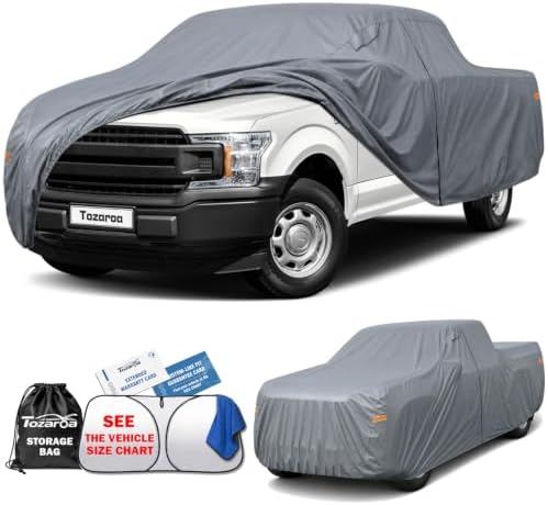 Truck Cover Waterproof All-Weather,Outdoor Full Exterior Pickup Covers Custom Fit for Ford F150 250,Chevrolet Silverado 1500 2500 3500,RAM 2500 3500,GMC Sierra 1500 etc Size T4(See Size Chart)