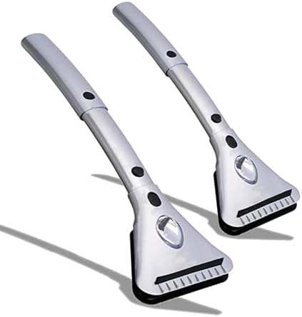 ZONETECH Heated Car Window Ice/Snow Scraper Extendable Auto Windshield Heated Scraper with LED Light,12V Electric Heating, Car Ice & Snow Removal Tool Stocking Stuffer (Silver, 2-Pack)