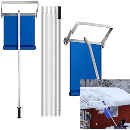 MUHM Tarp, Snow Roof Rake, 30FT Adjustable Aluminum Roof Snow Removal Tool, 420D Oxford Cloth, Sturdy Cutting Frame, Anti-Slip Handle