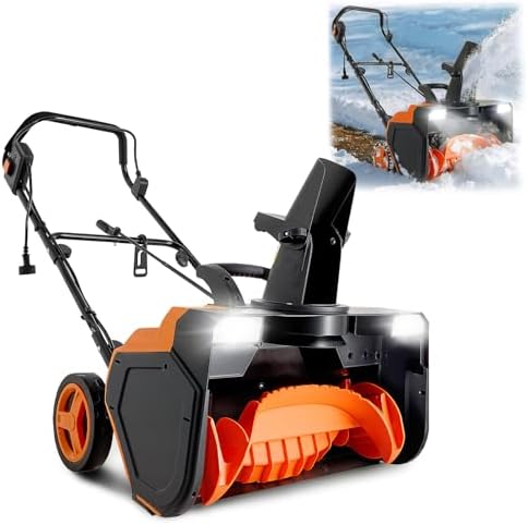 VEVOR Corded Electric Snow Blower, 23-inch 15A Snow Thrower with Dual LED Headlights & 180° Rotating Chute, 25FT Throwing Distance, 12" Depth Clearing, Walk-Behind Snowblower for Driveway Sidewalk