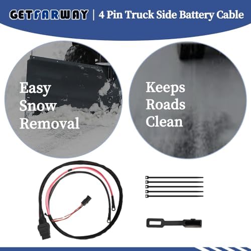 42014 4 Pin Battery Cable Truck Side Compatible with Fisher Western Snowex V-Blade Straight Blade, Expandable Plows