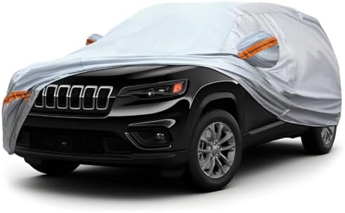 Fit for 178"-189" Length SUVs, 6-Layer Full Car Cover is All-Weather Waterproof, Universal in All Seasons, Snow Prevention, Rainproof, Acid Rainproof, Sunscreen, Orange Reflective Strip