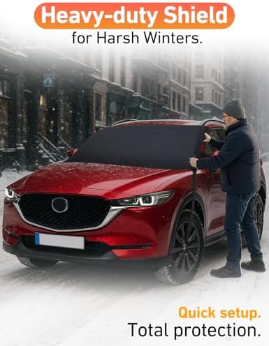 EcoNour Car Snow Cover Compatible for Mazda CX-30 | Windshield Cover for Ice and Snow with S-Hook Straps | Heavy-Duty 600D Oxford Winter Car Cover, Waterproof & Anti-Slip