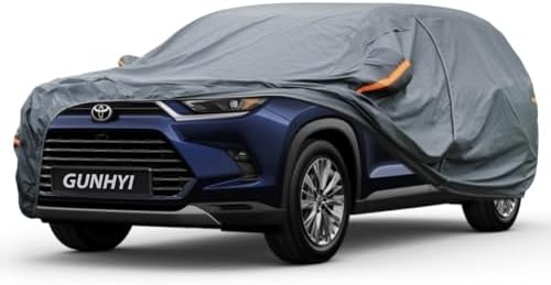GUNHYI Premium Car Cover Custom Fit Toyota Grand Highlander, 16 Layers Heavy Duty Car Cover Waterproof All Weather with Zipper Door for Sun Rain Snow Dust Uv Protection