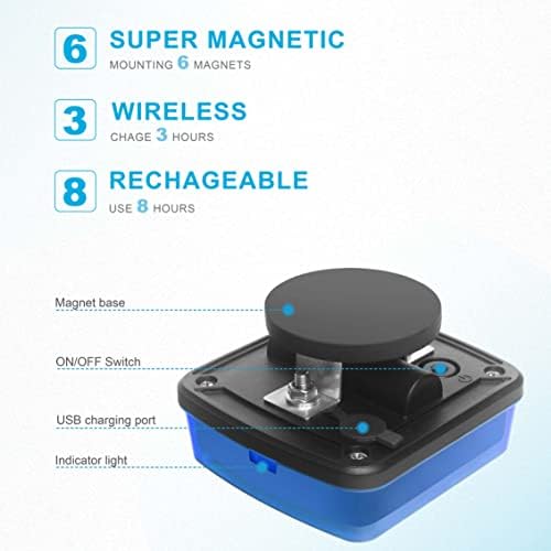Agrieyes W02 Magnetic Flashing Lights, Wireless Strobe Lights, Blue