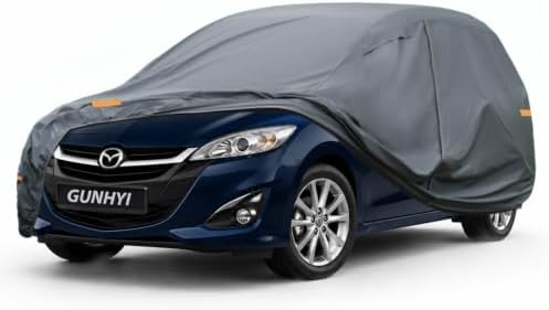 GUNHYI Premium Car Cover Custom Fit Mazda 5, 16 Layers Heavy Duty Car Cover Waterproof All Weather with Zipper Door for Sun Rain Snow Dust Uv Protection