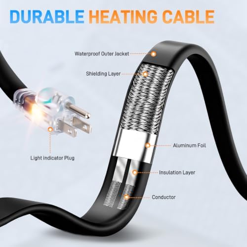 120FT Roof & Gutter Heat Cable, 8W/FT Self Regulating Heat Tape, 120V