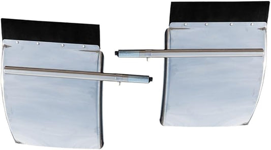 Mytee Products 24" x 29" Stainless Steel Quarter Fender Set for Semi Trucks – Polished Finish with Tube Bracket Mounting Kit, Universal Fit for Trailers & Class 8 Vehicles (Left & Right Set)