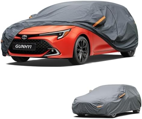 GUNHYI Premium Car Cover Custom Fit Toyota Corolla Hatchback, 16 Layers Heavy Duty Car Cover Waterproof All Weather with Zipper Door for Sun Rain Snow Dust Uv Protection