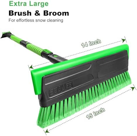 SEAAES 56 Inch Truck Snow Brush Scraper Long Handle Snow Broom for SUV