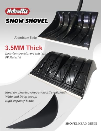 Ergonomic Snow Shovel with Assist Grip for Driveway; D-Grip
