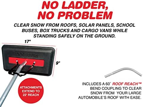 SNOBRUM Foam Snow Rake Plush Wash Kit, 22 Foot Reach – No Scratch Snow Removal and Cleaning Set, 6 Piece Handle with 60 Degree Roof Reach – Clear Snow from Your Tall Vehicle and Solar Panels