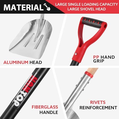 Snow Shovel Aluminum Scoop Shovels Driveway Snow Removal Tools 45 in