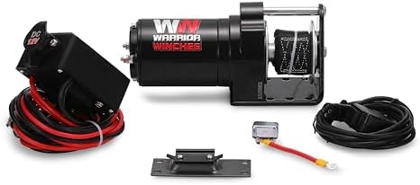 Warrior Winches 12V Electric Snow Plow Winch, 600 lbs Line Pull, Automatic Brake, Weather-Resistant, Heavy Duty Portable Mounted ATV UTV Truck Car Trailer & Accessories for Winter Season, Snow Removal