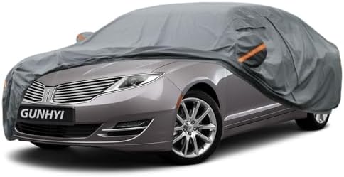GUNHYI Premium Car Cover Custom Fit Lincoln MKZ, 16 Layers Heavy Duty Car Cover Waterproof All Weather with Zipper Door for Sun Rain Snow Dust Uv Protection