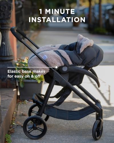 7AM Enfant Car Seat Covers - Cocoon Baby Cover for Boys & Girls, Rain & Snow Repellent, Breathable Windproof, Center Zipper, Universal Fit for Infant Car Seat (0-12M) (Black)