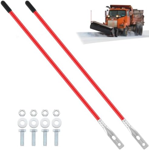 Lasnten 2 Pcs 27 Inch Snow Plow Blade Markers Guide Kit Steel Wire Inside Bolt on Bumper Guides High Visibility Easy Installation for Atv Western Snowplows(Red)