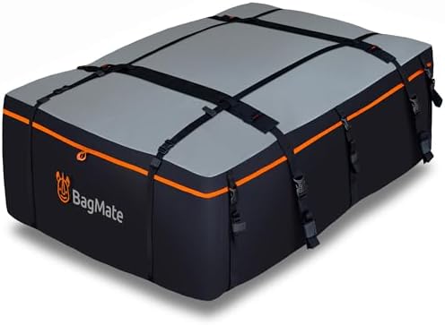 23 Cubic Feet Roof Bag – Safety Tested Heavy-Duty Waterproof Rooftop Cargo Carrier for All Cars & SUVs (with or Without Rack) – Includes Protective Mat & Storage Bag – Military-Grade 840D PVC