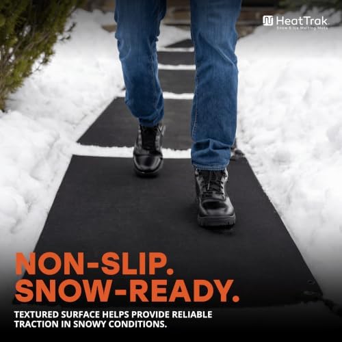 HeatTrak Heated Snow Melting Mats - Heated Outdoor Mats for Walkways - Electric Snow Melting Mats for Decks and Sidewalks - Trusted No-Slip Snow and Ice Melt Heated Sidewalk Mat (30” x 60")