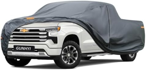 GUNHYI Premium Truck Cover Custom Fit Chevrolet Silverado 1500 Crew Cab Short Bed, 16 Layers Heavy Duty Truck Cover Waterproof All Weather with Zipper Door for Sun Rain Snow Dust Uv Protection