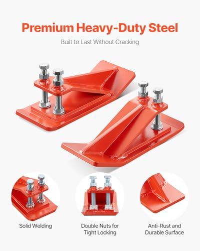 VEVOR Tractor Bucket Protector, 2PCS Heavy Duty Steel Bucket Edge Protectors, Anti-Skid Device with Double Hexagon Lock Nuts and Bolts, for Snow, Leave Removal & Spreading Gravel (Orange)