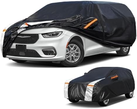 Minivan Car Cover for Chrysler Pacifica 100% Waterproof All Weather, Heavy Duty Outdoor Full Exterior Covers Rain Sun Wind UV Protection.