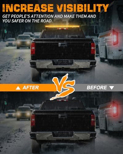 XRIDONSEN 45.5" 128 LED Roof Strobe Lights Top Magnetic Amber Light Bar