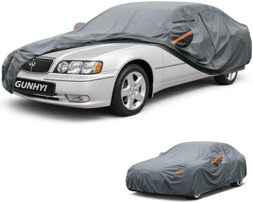 GUNHYI Premium Car Cover Custom Fit Infiniti Q45, 16 Layers Heavy Duty Car Cover Waterproof All Weather with Zipper Door for Sun Rain Snow Dust Uv Protection