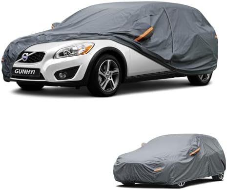 GUNHYI Premium Car Cover Custom Fit Volvo C30, 16 Layers Heavy Duty Car Cover Waterproof All Weather with Zipper Door for Sun Rain Snow Dust Uv Protection