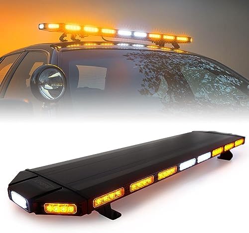 47" 108 LED Light Bar for Car - Amber Strobe Warning Lights With 15 Flashing Modes for Construction, Tow Truck, Rooftop Emergency Vehicles