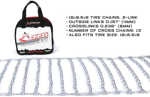 The ROP Shop Pair of 2 Link Tire Chains & Tensioners 16x6.5x6