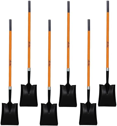 Ashman Heavy-Duty Transfer Shovel (6 Pack) with 47-Inch long Durable Handle and Blade- Ideal for Construction, Landscaping, Gardening, and Snow Removal- Durable, Rust-Resistant, and Multipurpose Scoop