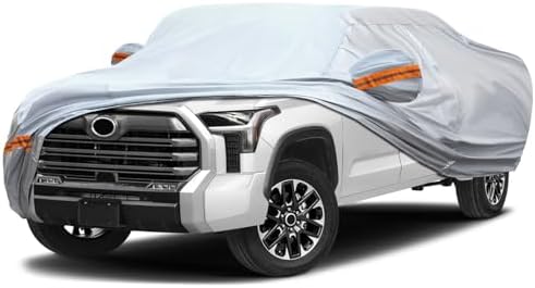 Car Cover, Fit for 230"-260" Length Pickup Truck, 6-Layer All-Weather Waterproof, Universal in All Seasons, Snow Prevention, Rainproof, Acid Rainproof, Sunscreen, Orange Reflective Strip