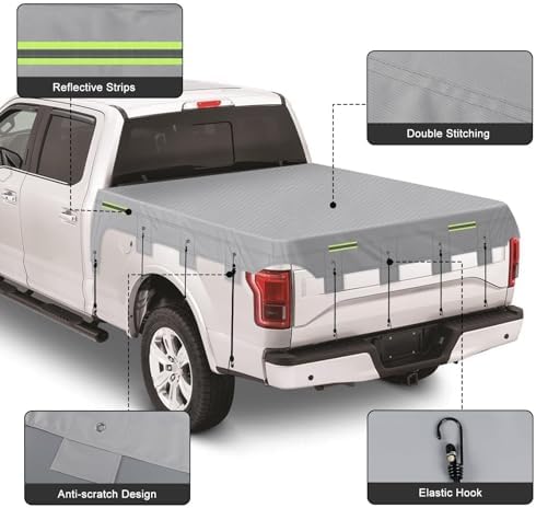 Truck Bed Tarp Cover Replace for Toyota Tacoma, Ford Ranger 6Ft-6.2Ft Bed