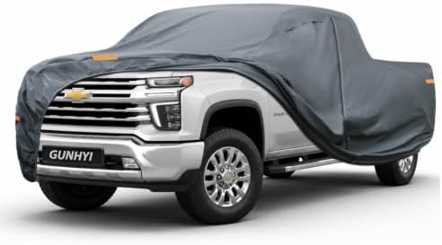 GUNHYI Premium Truck Cover Custom Fit Chevrolet Silverado 2500HD/3500HD Crew Cab Short Bed, 16 Layers Heavy Duty Truck Cover Waterproof All Weather with Zipper Door Sun Rain Snow Dust Uv Protection