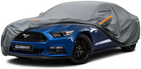 GUNHYI Premium Car Cover Custom Fit Ford Mustang, 16 Layers Heavy Duty Car Cover Waterproof All Weather with Zipper Door for Sun Rain Snow Dust Uv Protection