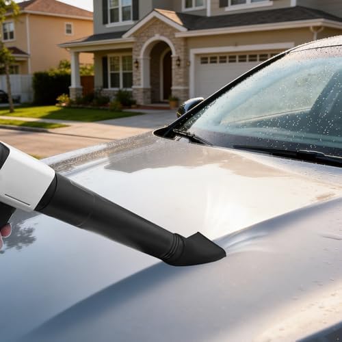 Cordless Long Sleeve Car Blow Dryer, Extended Tube Turbo Air Blower for Auto Detailing Yard Patio Snow Sweeping, Portable Electric Leaf Blower Heavy Duty Outdoor Exterior Cleaning Equipment
