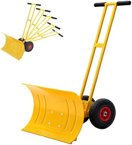 Garvee 39"W Large Adjustable Handle Wheeled Shovel for Driveway, Double Rod